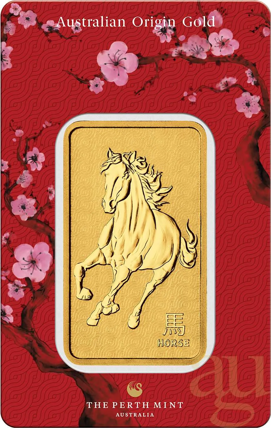 31,1 Gramm Goldbarren Perth Mint - Lunar Pferd