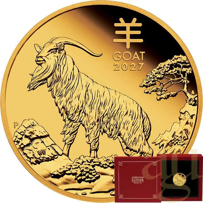 1/10 Unze Goldmünze Australien Lunar III Ziege 2027 - polierte Platte