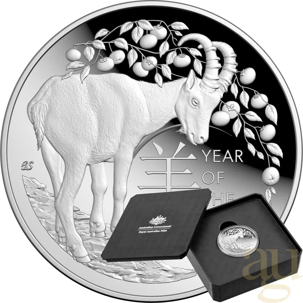 1 Unze Silbermünze Australien RAM Lunar Ziege 2027 Domed - Proof