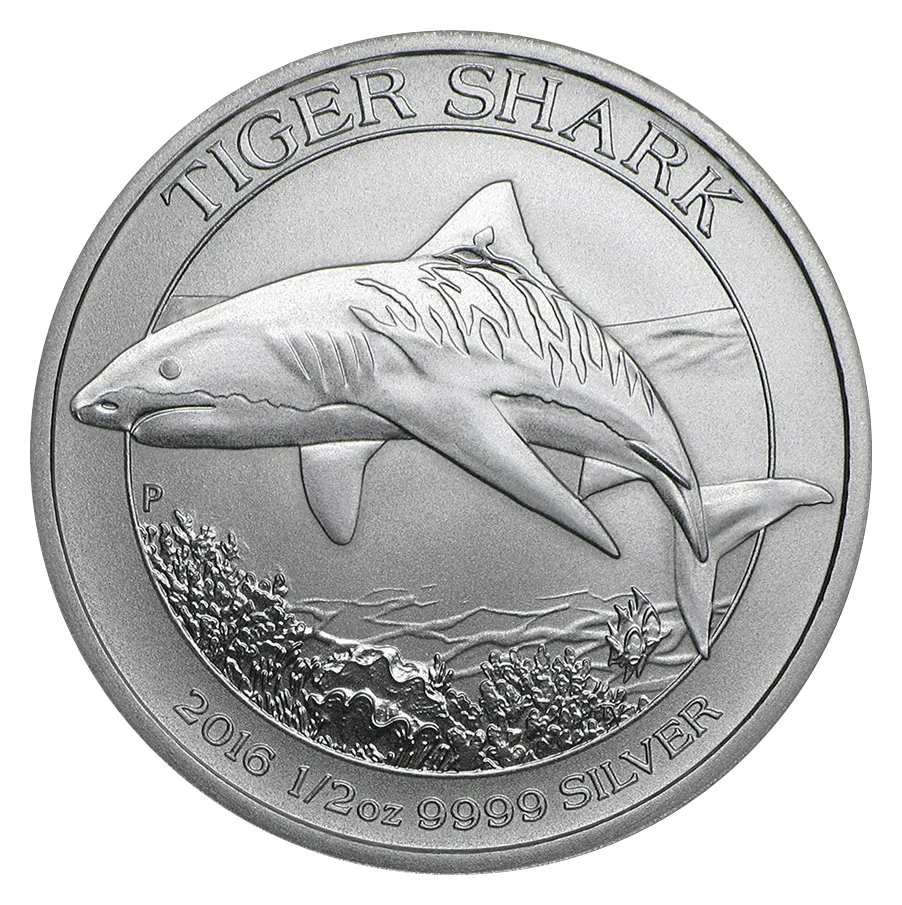 1/2 Unze Silbermünze Australien Tiger Shark - Tigerhai - 2016