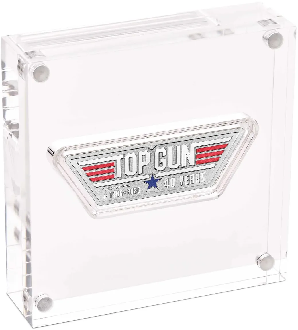 1 Unze Silbermünze Tuvalu 40 Jahre Top Gun Logo - coloriert
