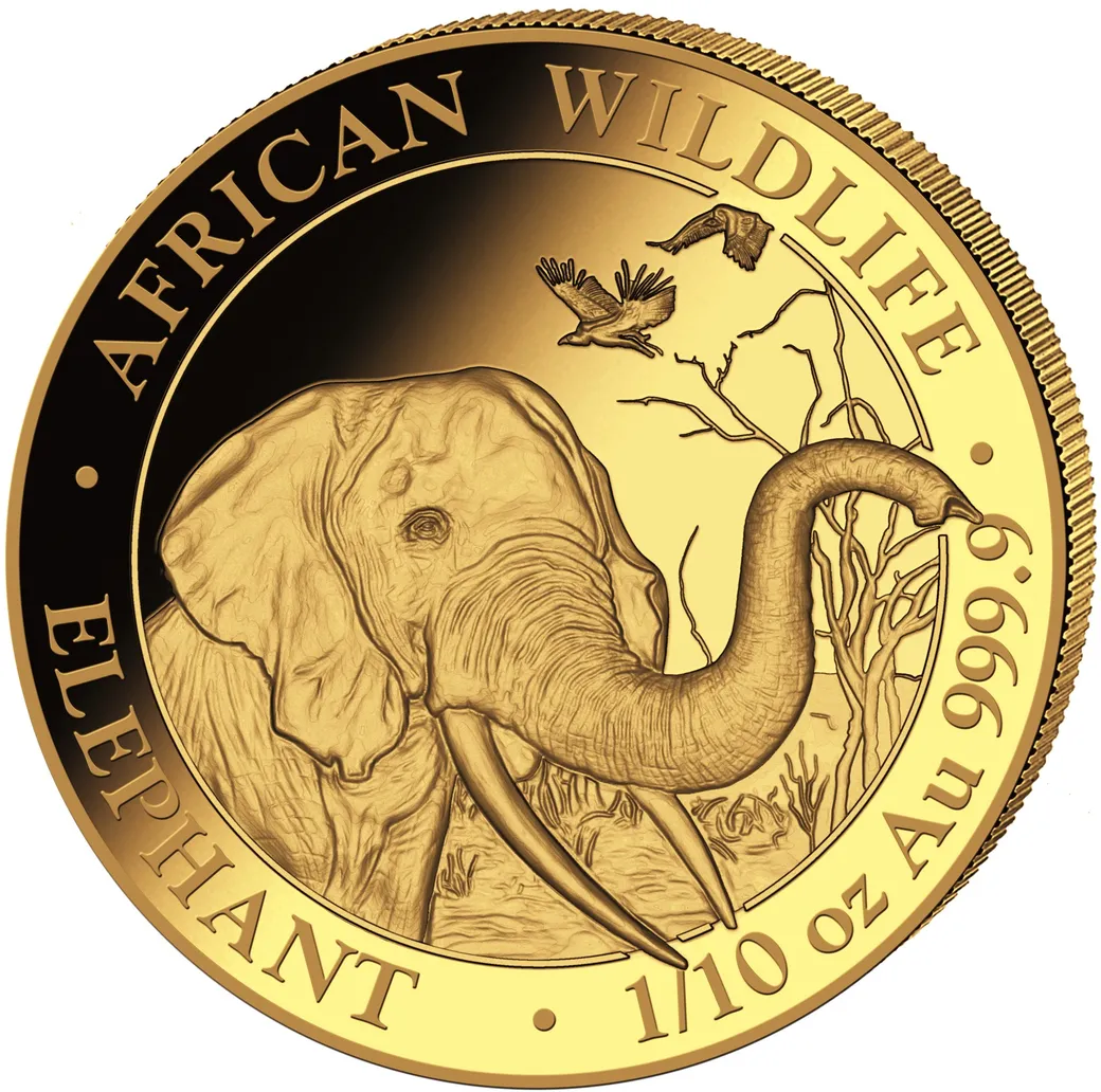 1/10 Unze Goldmünze Somalia Elefant 2018