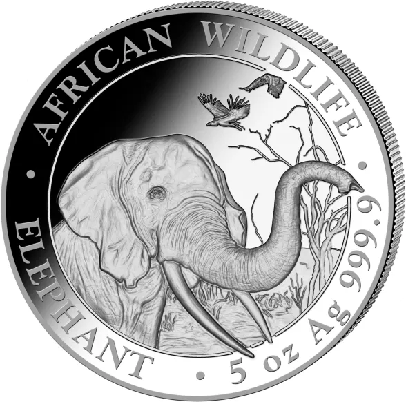 5 Unzen Silbermünze Somalia Elefant 2018