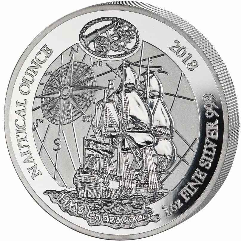 1 Unze Silbermünze Ruanda Nautical Serie - HMS Endeavour 2018 - polierte Platte