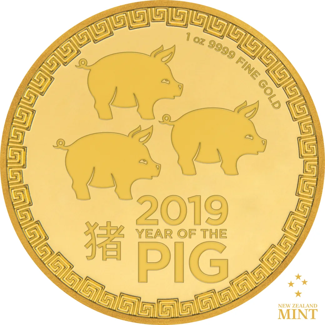 1 Unze Goldmünze Niue Schwein 2019
