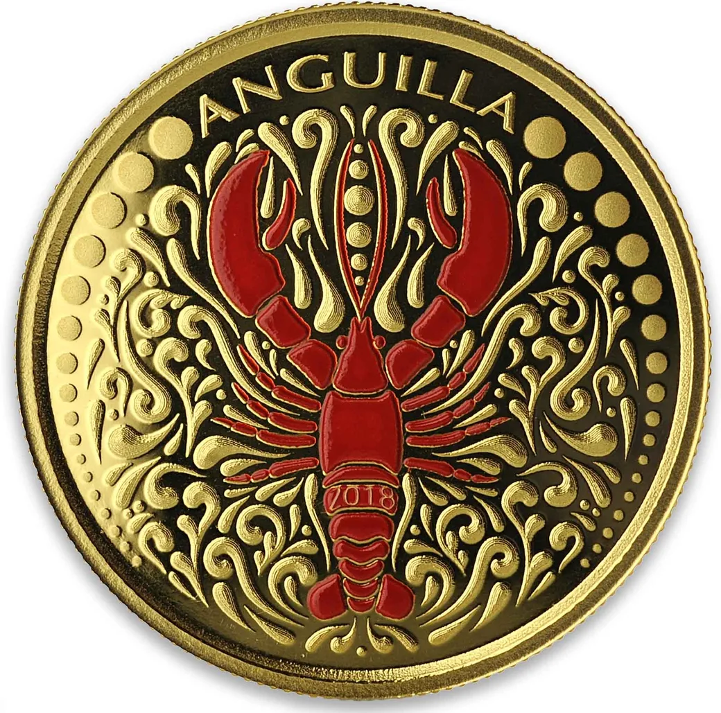 1 Unze Goldmünze EC8 Anguilla - Lobster 2018 - coloriert