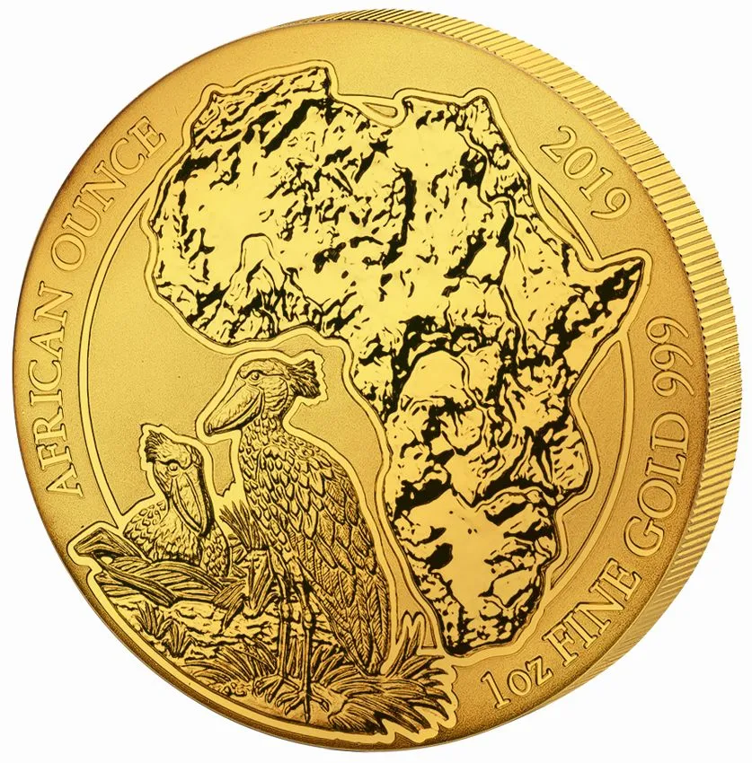 1 Unze Goldmünze Ruanda Schuhschnabel 2019