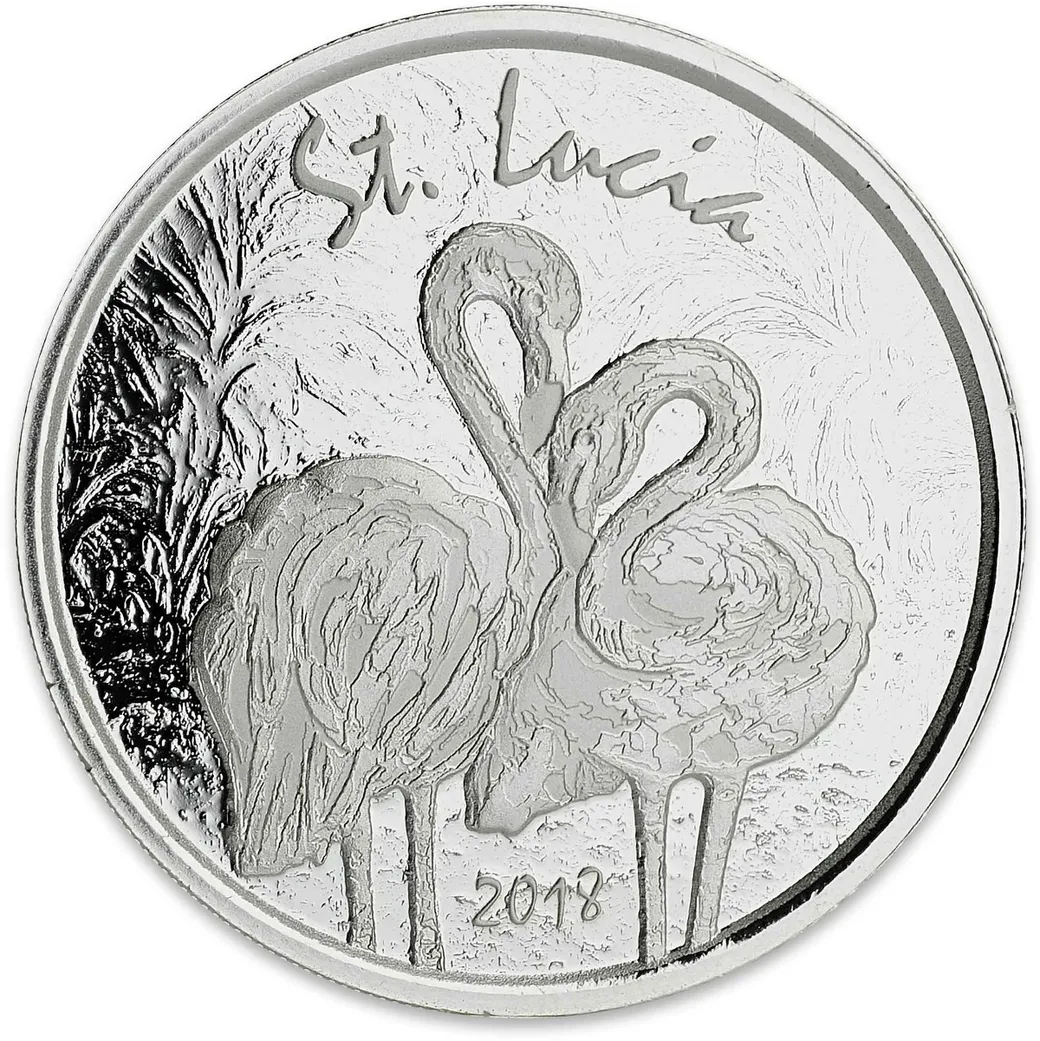1 Unze Silbermünze EC8 St. Lucia - Flamingo 2018