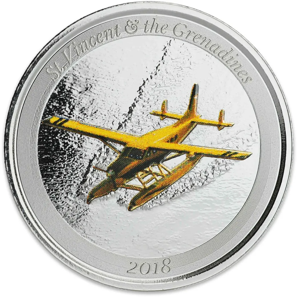 1 Unze Silbermünze EC8 St. Vincent & The Grenadines - Seaplane 2018 coloriert