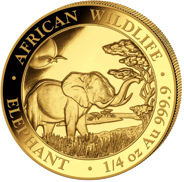 1/4 Unze Goldmünze Somalia Elefant 2019