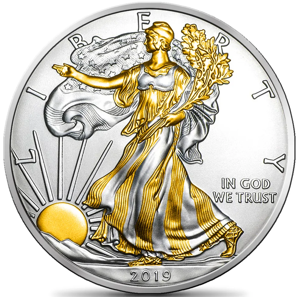 1 Unze Silbermünze American Eagle 2019 teilvergoldet