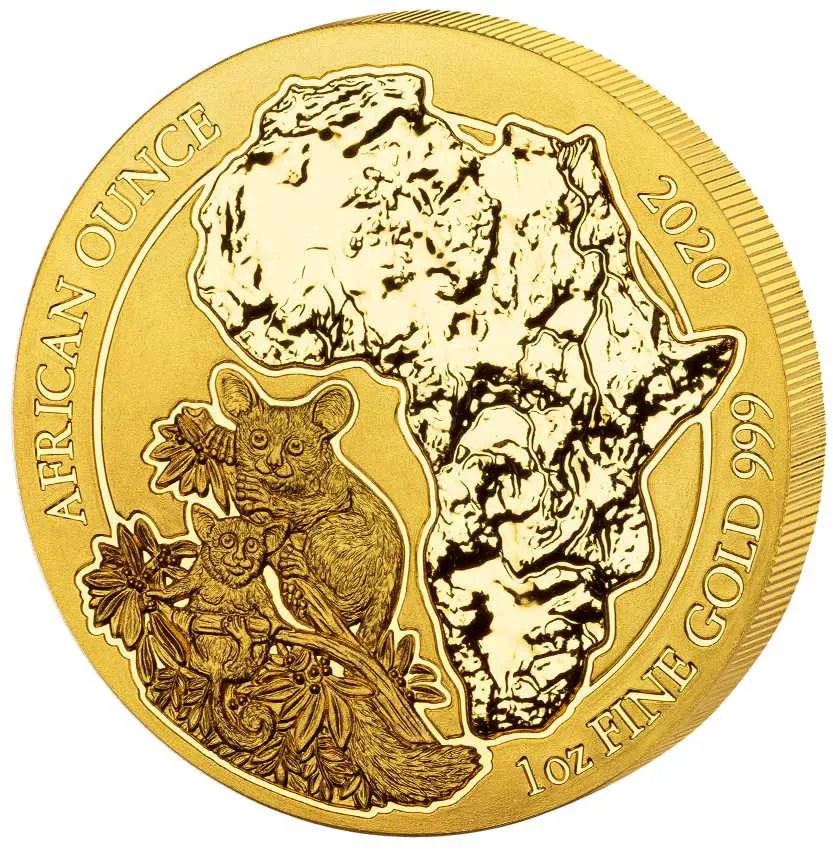 1 Unze Goldmünze Ruanda Bushbaby 2020