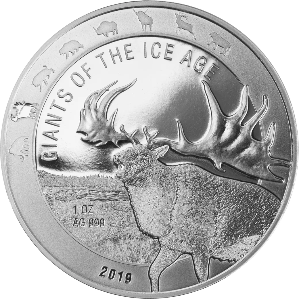 1 Unze Silbermünze Giganten der Eiszeit - Riesenhirsch 2019
