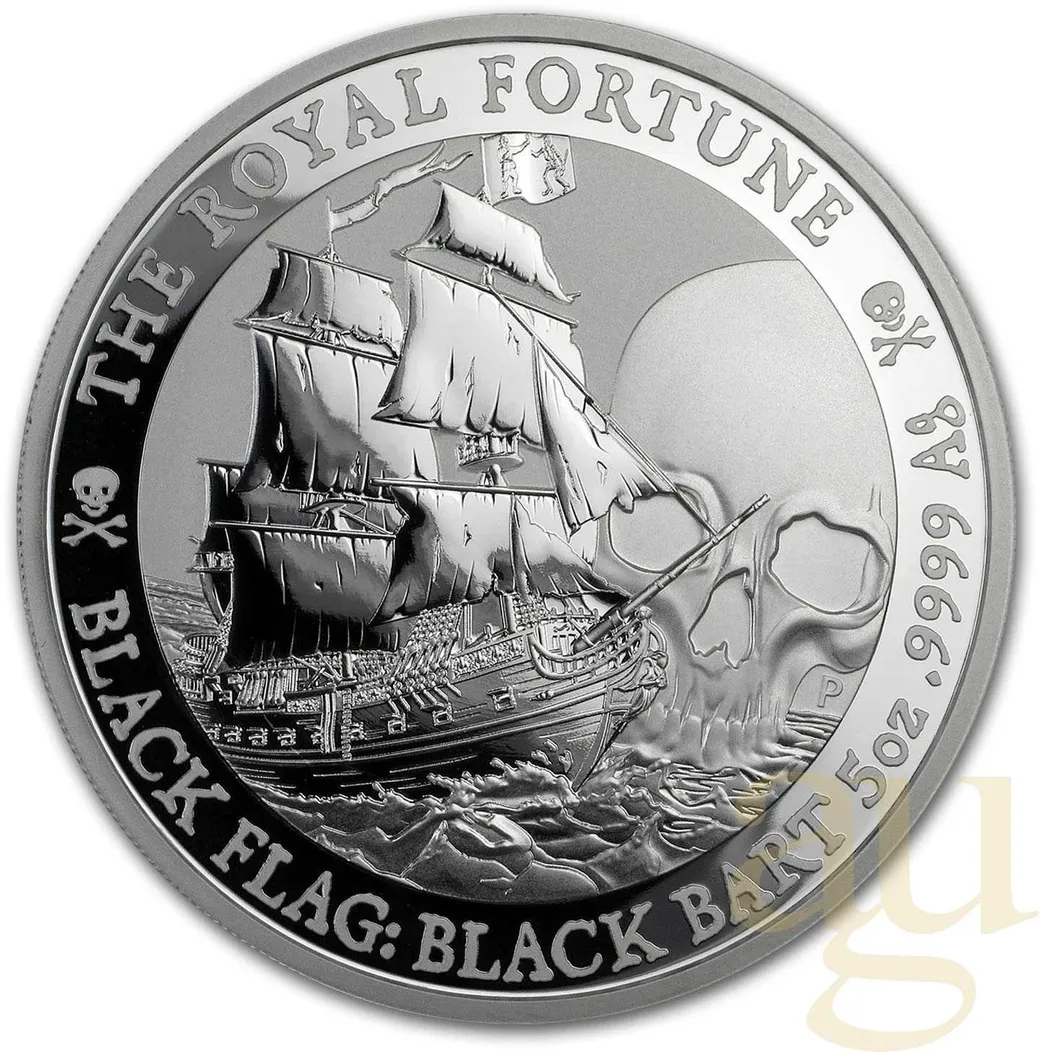 5 Unzen Silbermünze Tuvalu - Black Flag - Piratenschiff The Royal Fortune 2020