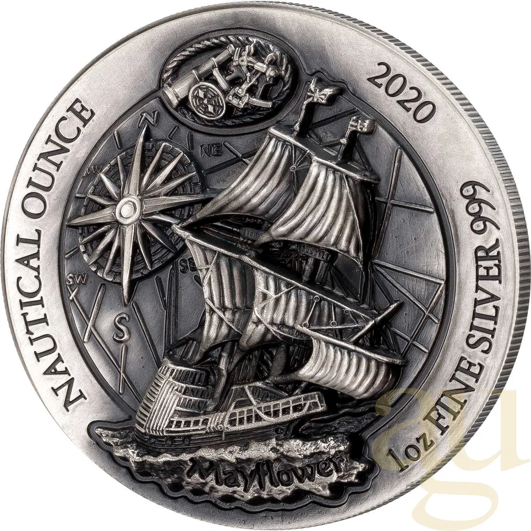 1 Unze Silbermünze Ruanda Nautical Serie - Mayflower 2020 - High Relief