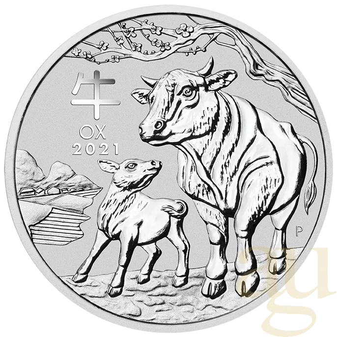 1 Unze Silbermünze Australien Lunar III Ochse 2021