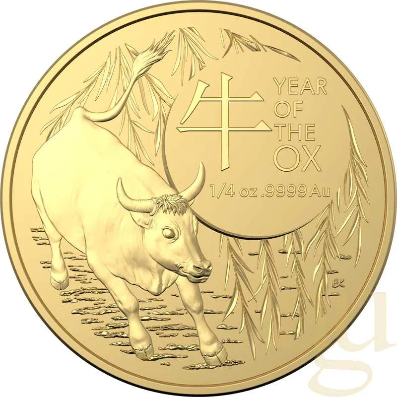 1/4 Unze Goldmünze Australien RAM Lunar Ochse 2021