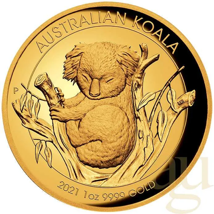 1 Unze Goldmünze Australien Koala 2021 polierte Platte - High Relief