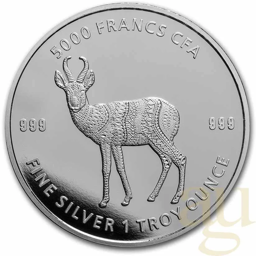 1 Unze Silbermünze Republic of Tschad Mandala Antilope 2021