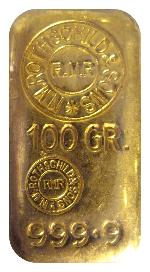 100 Gramm Goldbarren Rothschild ohne Gegenstempel