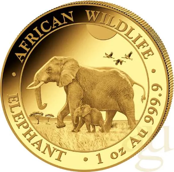 1 Unze Goldmünze Somalia Elefant 2022