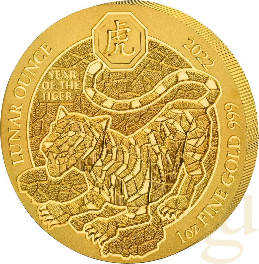 1 Unze Goldmünze Ruanda Lunar Tiger 2022
