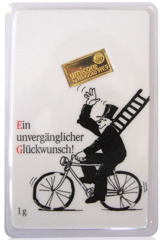 1 Gramm Goldbarren Glückwunsch