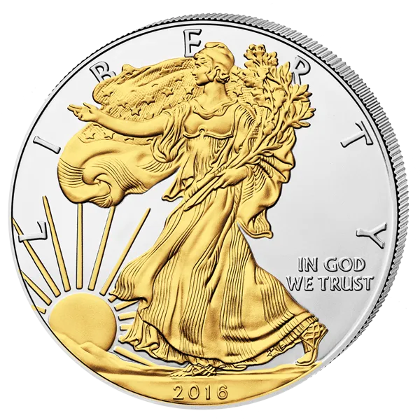 1 Unze Silbermünze American Eagle 2010 teilvergoldet