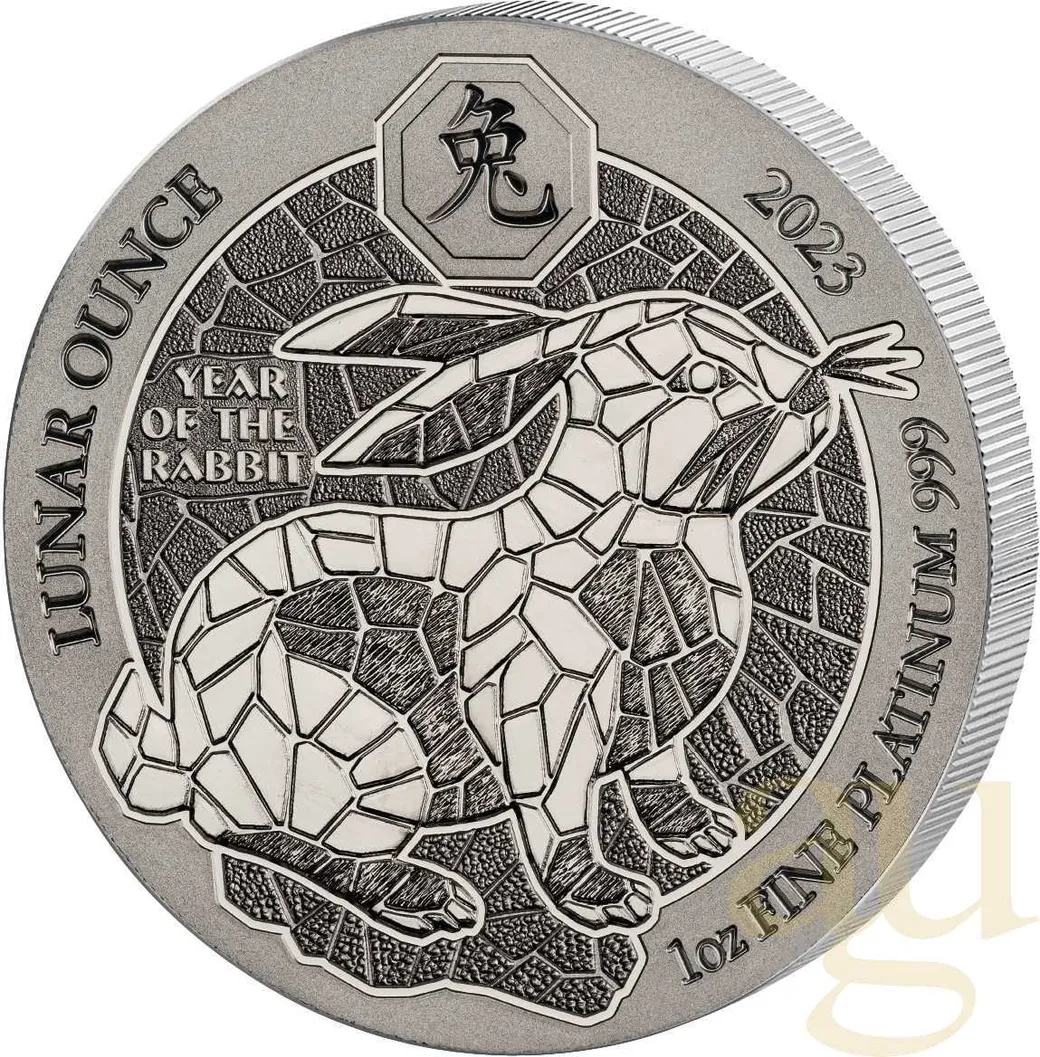 1 Unze Platinmünze Ruanda Lunar Hase 2023
