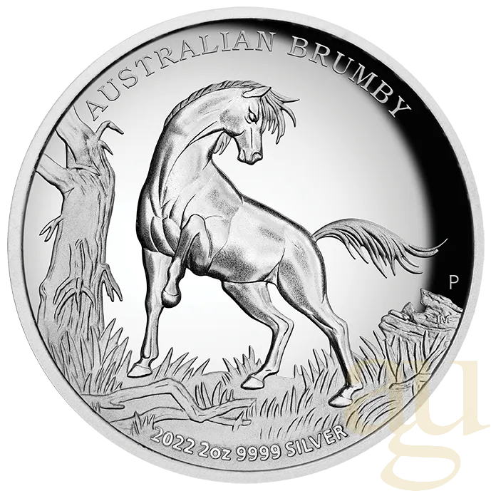 2 Unzen Silbermünze Australien Brumby 2022  - High Relief - polierte Platte