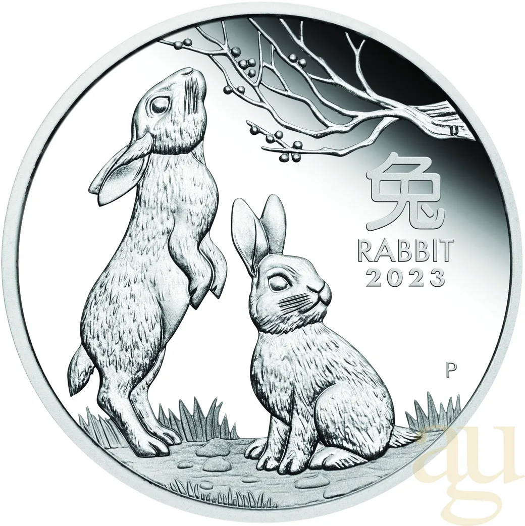 1/2 Unze Silbermünze Australien Lunar III Hase 2023 - polierte Platte