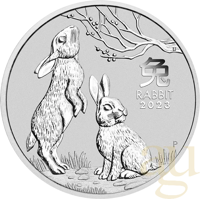2 Unzen Silbermünze Australien Lunar III Hase 2023