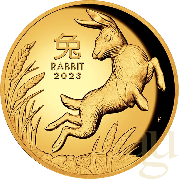1 Unze Goldmünze Australien Lunar III Hase 2023 - polierte Platte - High Relief