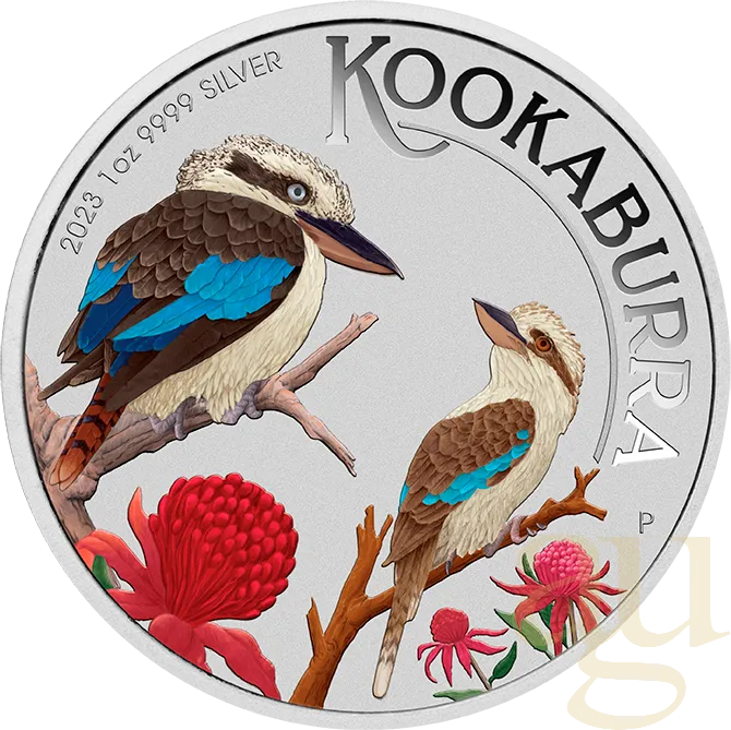 1 Unze Silbermünze Australien Kookaburra 2023 WMF Berlin - coloriert
