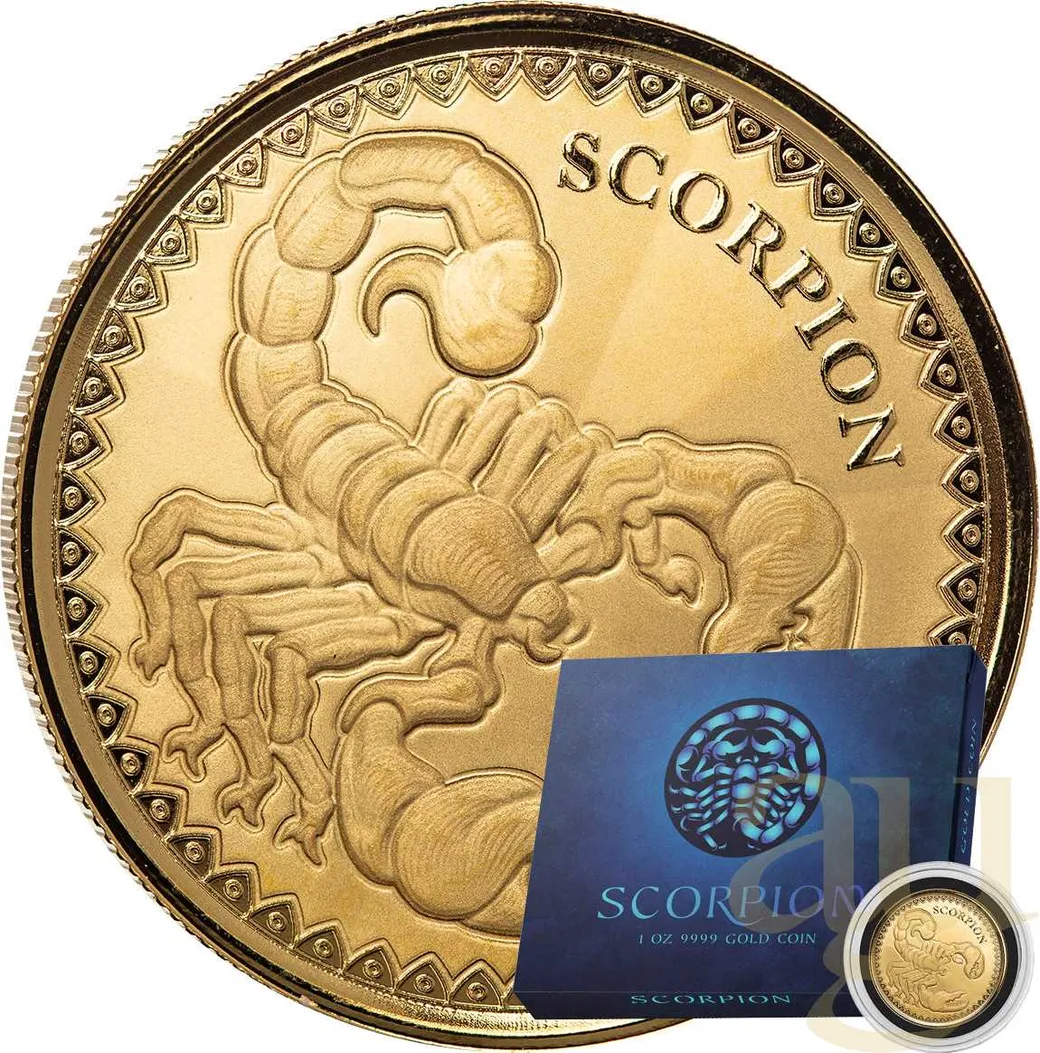1 Unze Goldmünze Republic of Tschad Scorpion 2022 - polierte Platte