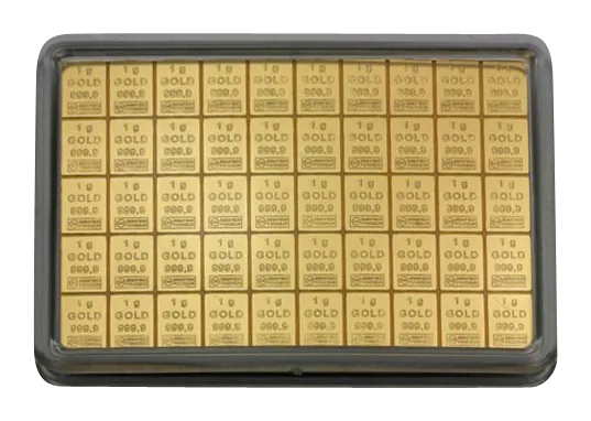 50 x 1g Gold Combibarren / Goldtafel / Tafelbarren