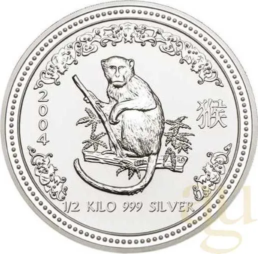 1/2 Kilogramm Silbermünze Australien Lunar I Affe 2004