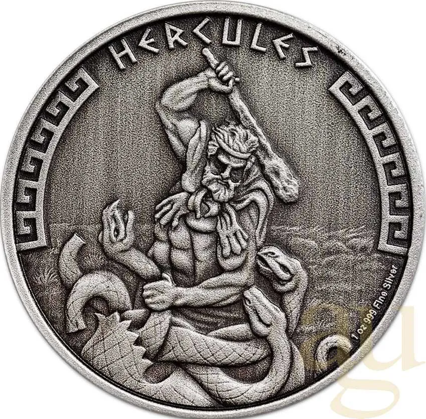 1 Unze Silbermünze Niue Heroes of Greek Mythology - Hercules 2023 - Antik Finish