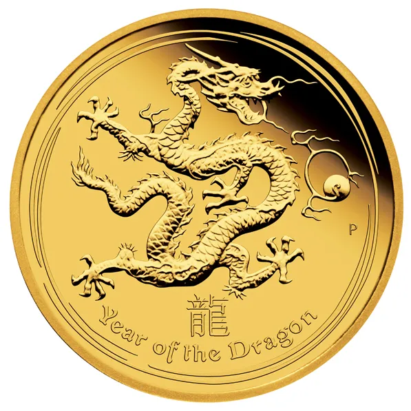 1 Unze Goldmünze Australien Lunar II Drache 2012 - polierte Platte