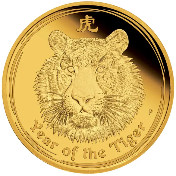 1 Unze Goldmünze Australien Lunar II Tiger 2010 - polierte Platte