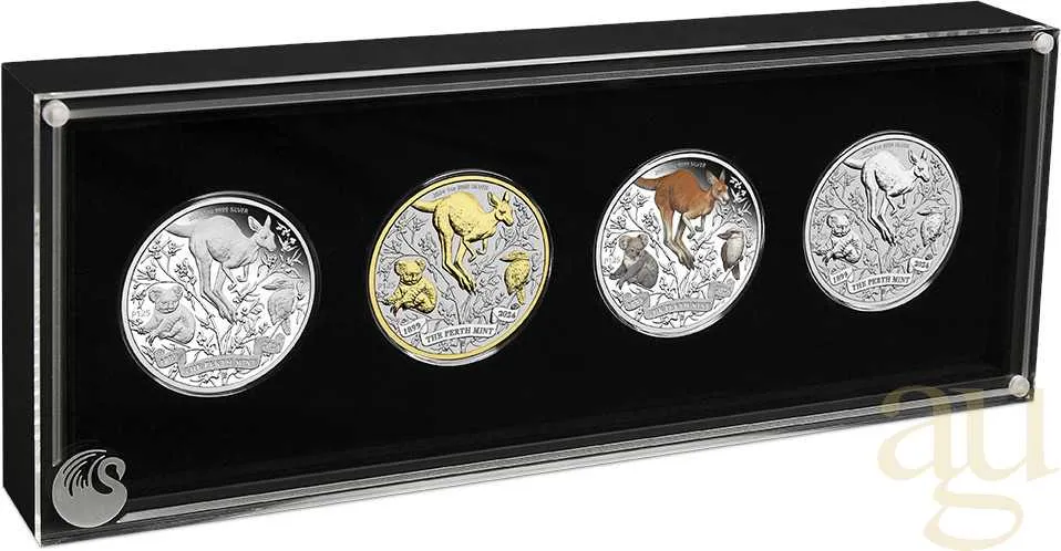 4x 1 Unze Silbermünze Australien 125 Jahre Perth Mint 2024 - Typeset Collection