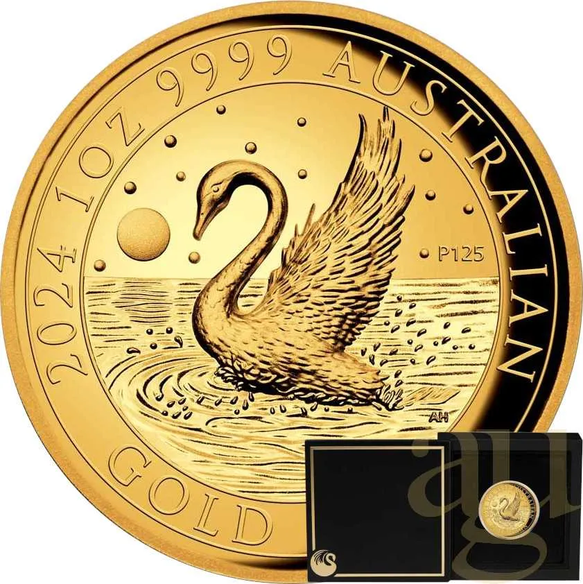 1 Unze Goldmünze Australien Schwan 2024 - High Relief - polierte Platte
