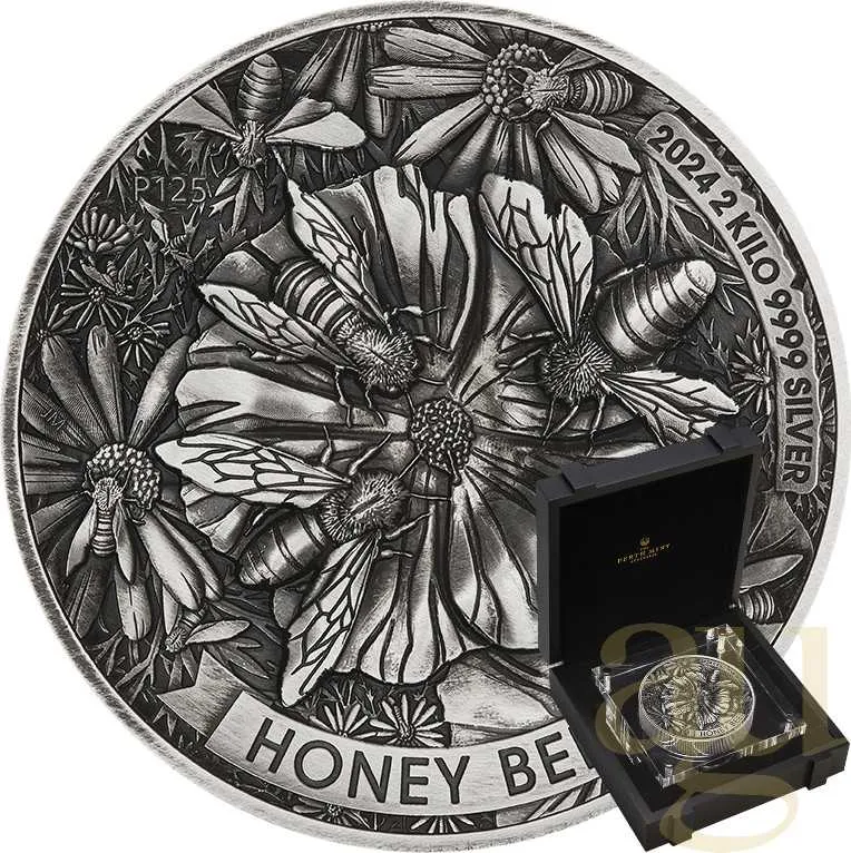 2 Kilogramm Silbermünze Australien Honey Bee 2024 - Antik Finish - High Relief