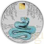 1 Kilogramm Silbermünze Australien Lunar III Schlange 2025 - coloriert mit 1g Gold Privy Mark