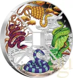 4x 1 Unze Silbermünze Australien Lunar III Schlange 2025 Quadrant Four-Coin-Set coloriert - Proof