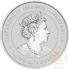 1 Unze Silbermünze Australien Lunar III Drache 2024 ANDA Special petrol coloriert - Coincard