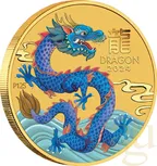 1/10 Unze Goldmünze Australien Lunar III Drache 2024 - coloriert