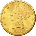 10$ Goldmünze Eagle Liberty Head - Kopf