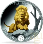 1 Unze Silbermünze Kongo World´s Wildlife - Löwe 2025 - teilvergoldet