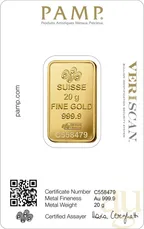 20 Gramm Goldbarren PAMP Fortuna